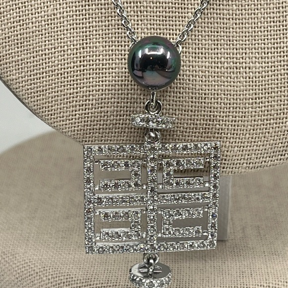 Joseph Esposito 925 Diamonique Necklace with Black Cultured Pearls – 18-20" - Picture 4 of 16